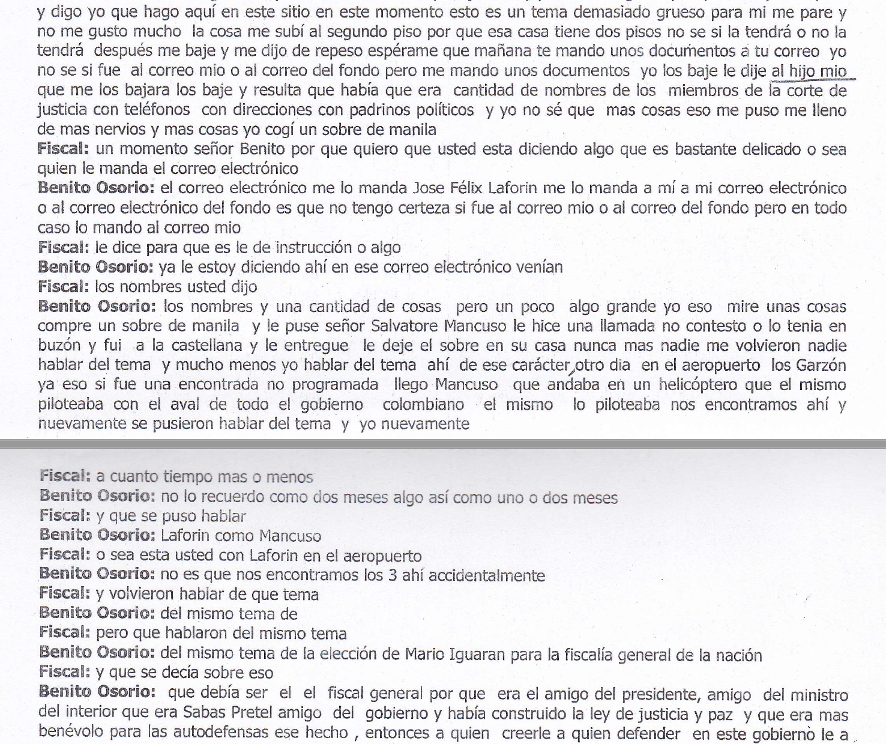 Facsímil 2, transcripción de la indagatoria de Benito Osorio.  Foto: La Nueva Prensa.