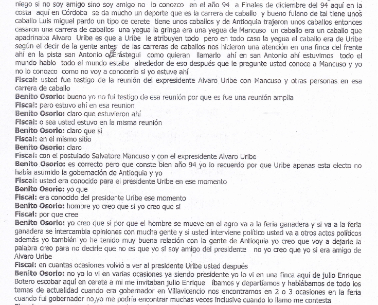 Facsímil 3, transcripción de la indagatoria de Benito Osorio.  Foto: La Nueva Prensa.