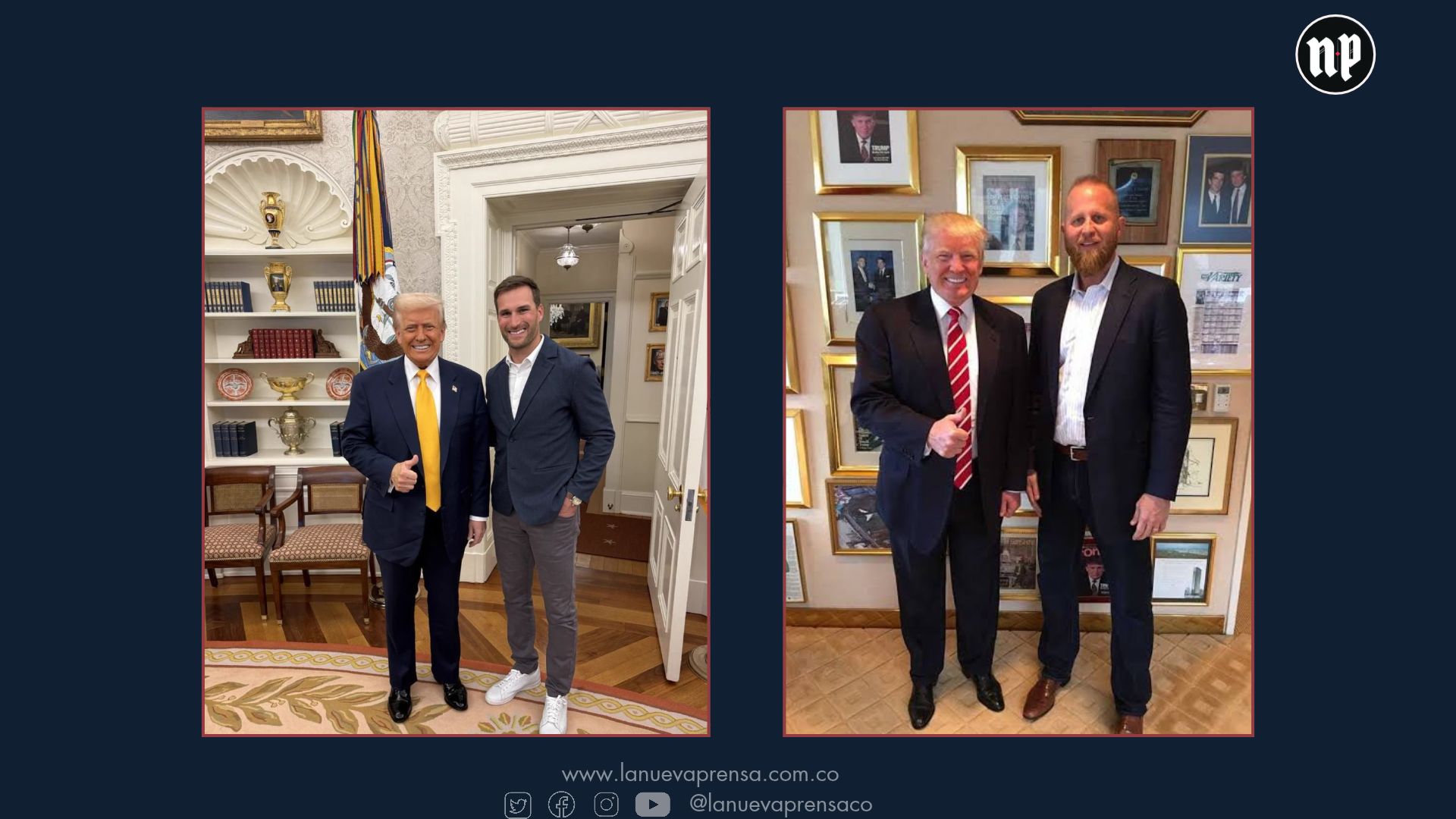 Izq. Donald Trump y Alex Bruesewitz. Der. Donald Trump y Brad Parscale. Izq. Donald Trump y Alex Bruesewitz. Der. Donald Trump y Brad Parscale.