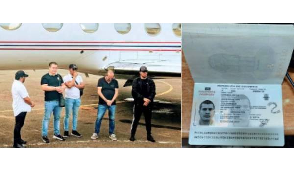 De izquierda a derecha, cuatro de los capturados en Guinea-Bissau / Pasaporte del colombiano Anderson Gamboa.